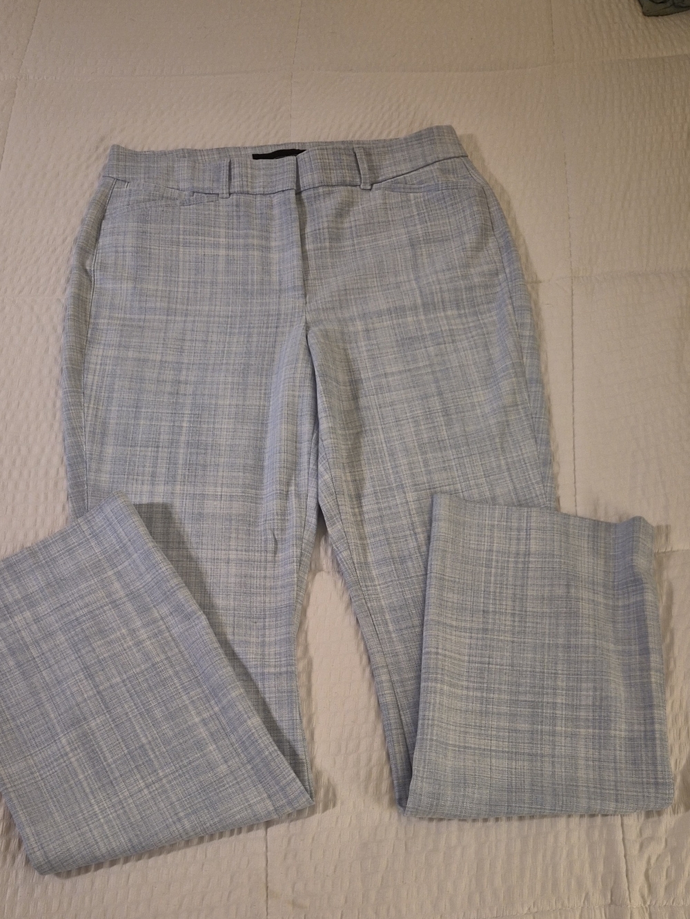 White House Black Market Light Blue Plaid Trousers sz 6